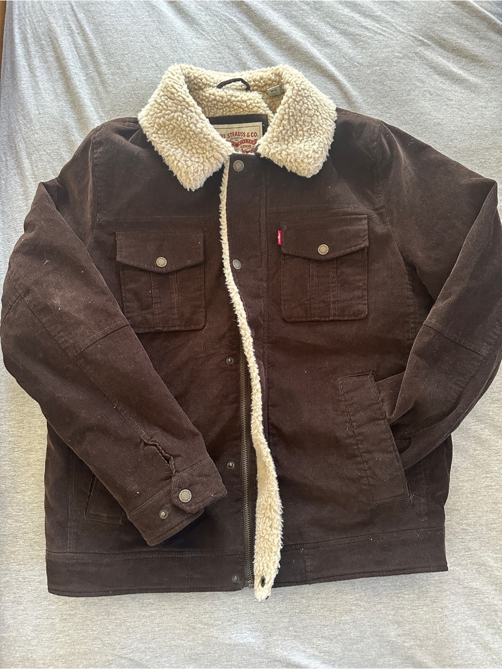 Levi's Dark Brown Corduroy Sherpa-Lined Trucker Jacket